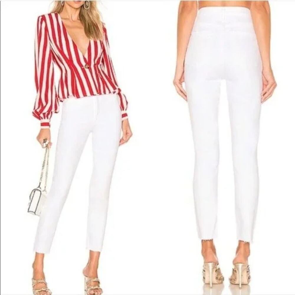 AGOLDE Nico High Rise Button Fly White Denim Cropped Jeans 27 A093-1085